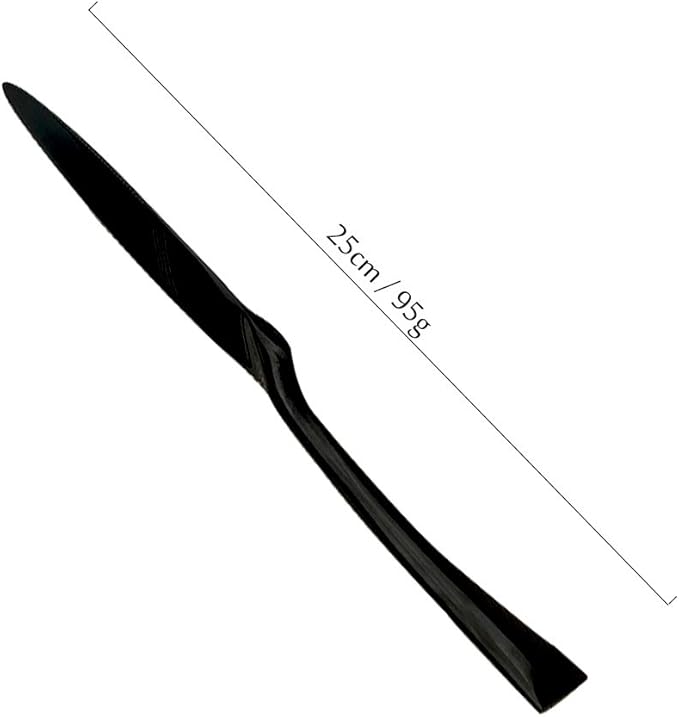Mirror Polishing Black 18/10 Stainless Steel, Single Serving Flatware Silverware cutlery utensils Set,set of 6 Dinner Knife