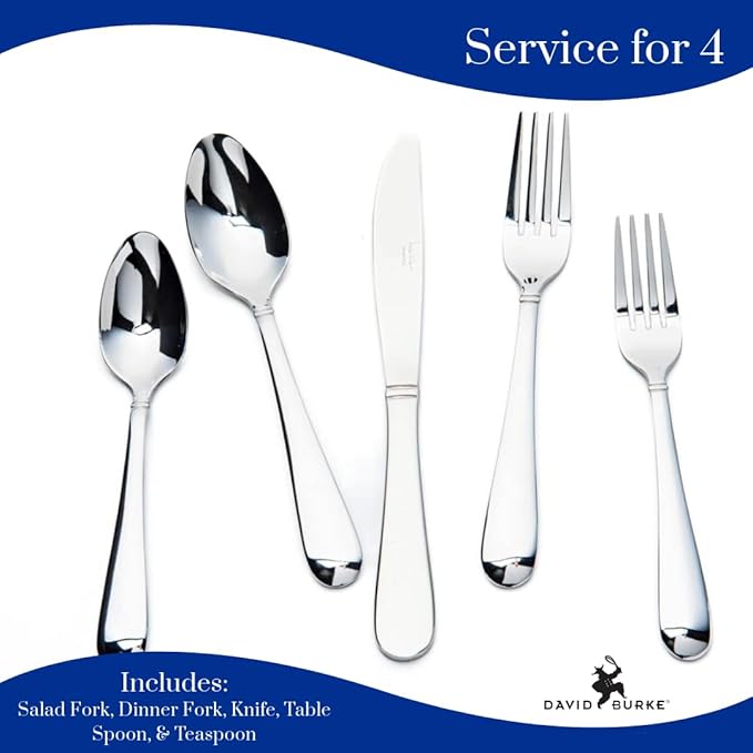David Burke 20-Piece Stainless Steel Orlean Flatware Set - Service for 4