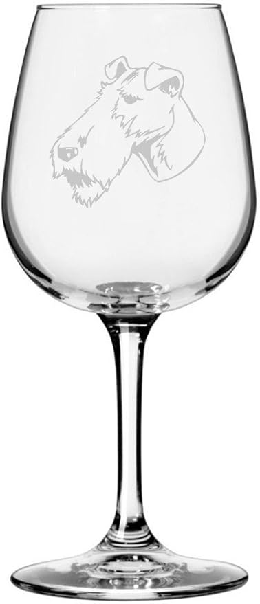 Etched Laser Art Personalized Dog Themed Etched Wine Glass - Custom Dog Breed Wine Glasses, Ideal for Pet Lovers, Personalized Birthday Gift for Men & Women - Wire Fox Terrier (Alternate), 12.75 oz