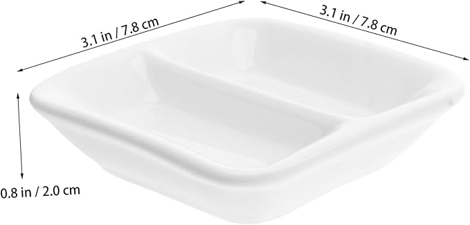 PRETYZOOM 2pcs Pure White Ceramic Appetizer Serving Tray Compartments for Soy Sauce and Dipping Sauces Versatile Snack Dish for Everyday Use and Gatherings