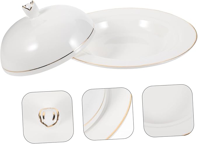 Ceramic Serving Plate with Dome Cover Elegant Decorative Dish for Steak Pasta and Appetizers for Weddings Gatherings and Daily Use