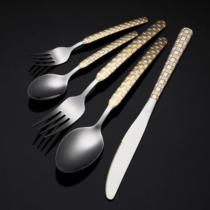 Stainless Steel Flatware serving set,Home Kitchen Eating Tableware Set,Dishwasher Safe,For Home Kitchen Restaurant Hote 5/20/30/40/50/60pcs Stainless Steel Cutlery Creative Water Cube Knife And Fork S