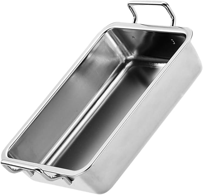 VOSAREA 1Pc Stainless Steel Food Tray with Handles Smooth Surface Snack Holder for Barbecue Fruits and Snacks Practical Silver Platter for Easy Serving