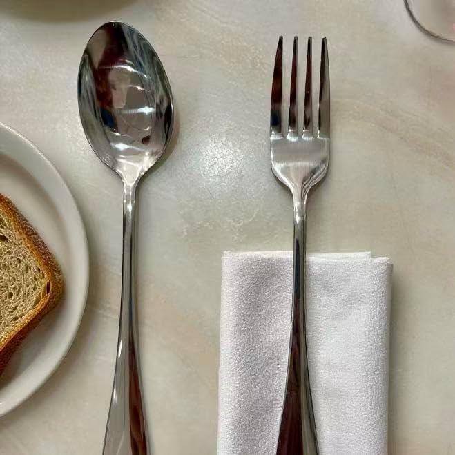 Silverware Set, Fork and Spoon Set for Camping, Picnic, Gadgets, Black Food Grade Flatware Cutlery Set for Home Kitchen Restaurant, Stainless Steel Knives Spoon Forks Set for Home