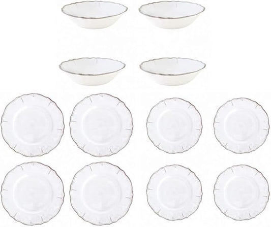Le Cadeaux Rustica Antique White Melamine 12-Piece Dinnerware Set