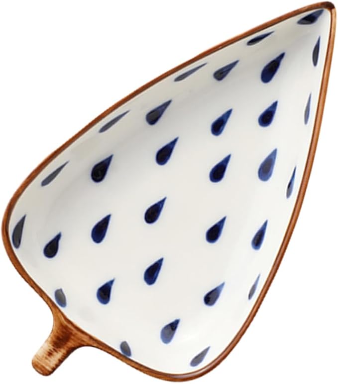 Homoyoyo Ceramic Snack Serving Plate with Leaf Design for Appetizers Sauces and Desserts for Home Dining Restaurants and Events