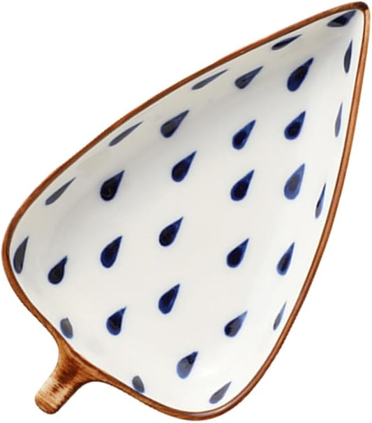 Homoyoyo Ceramic Snack Serving Plate with Leaf Design for Appetizers Sauces and Desserts for Home Dining Restaurants and Events