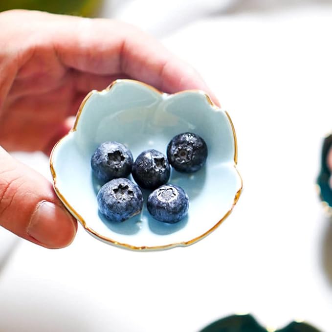 MARURY 3Pcs Cherry Blossom Sauce Dishes Japanese Ceramic Flower Soy Sushi Dipping Bowl Seasoning Dishes Appetizer Plates Snack Dish for Home Restaurant