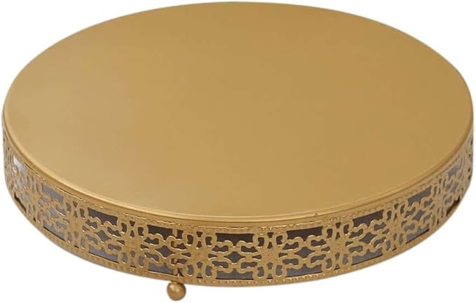 Efavormart Gold Metal Fleur De Lis Round Pedestal Cake Stands, Cupcake Dessert Display Stand Table Centerpiece - 12"