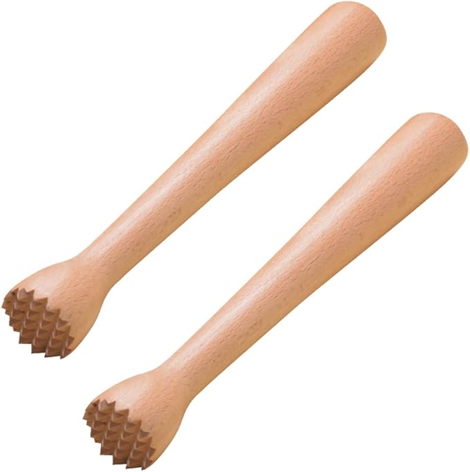 Wooden Muddler for Cocktails 10 Inches, Drink Muddler for Home and Bar, Sturdy Wood, Professional Bar Tool for Mojitos, Fruit Drinks, Set of 2