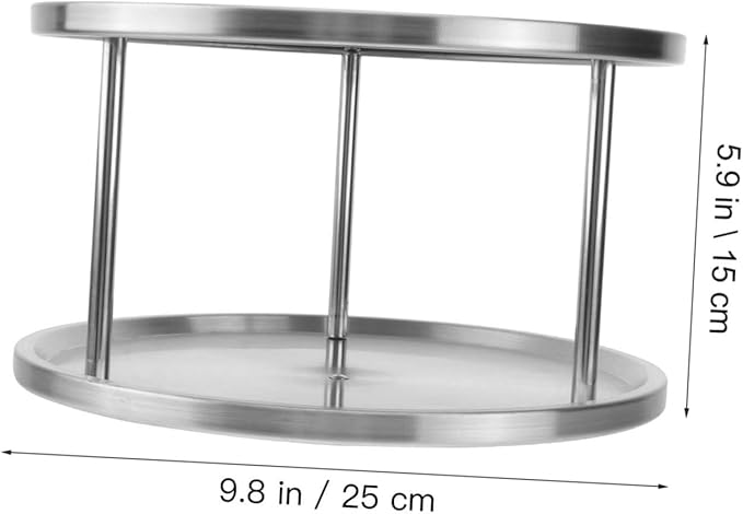 Cabilock Stainless Steel Seafood Snack Plate Double with Bracket Food Serving Tray for Restaurant Party Buffet Silver Kitchen Utensil