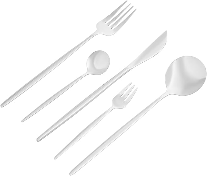 90 Pcs Cutlery Set, 410 Stainless Steel Kitchen Cutlery Set, Flatware Service Set for 18, Include Dinner Forks, Salad Forks, Dinner Spoons, Teaspoons, and Knives, Dishwasher Safe