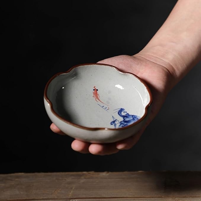Snack Plate Hand Drawn Dipping Dishes Japanese Style Ceramic Seasoning Plate Vinegar Kitchen Dipping Bowl Appetizer Sushi Serving Plate Snack Tray (Color : E)