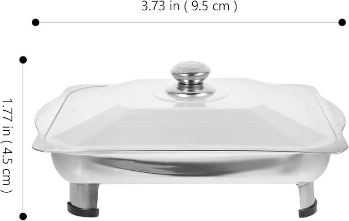 Uonlytech Stainless Steel Serving Tray with Lid 35x27x5cm 440g Rectangular Buffet Food Holder for Catering Kitchen and Party Use