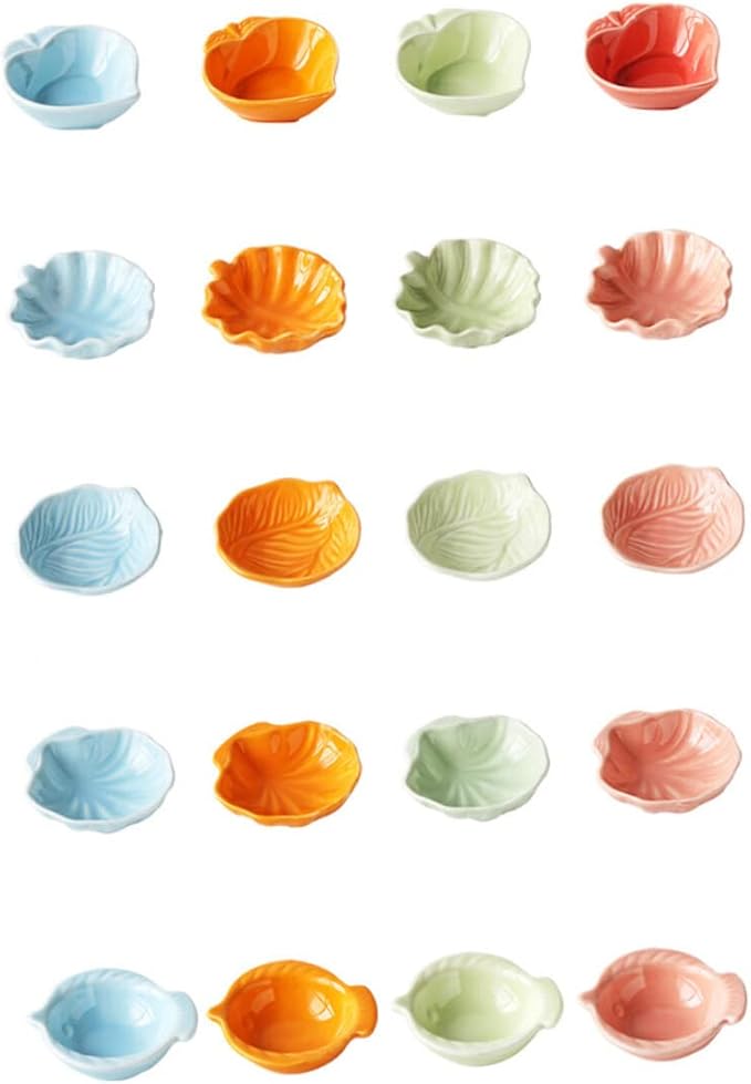 12 Pcs Japanese Soy Sauce Dessert Plates Ceramic Dessert Tray Sauce Bowl Dessert Dishes Plates Ceramic Dessert Plate Food Sauce Dish Seasoning Bowl Flavor Dish Appetizer Server/1835 (Color : Picture