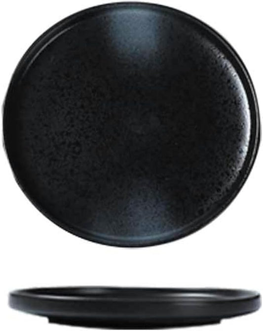Japanese solid color household simple and exquisite underglaze ceramic plate -10-inch steak plate (wild goose black)
