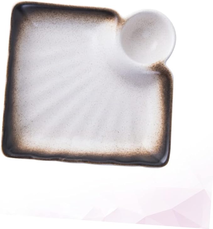 Ciieeo Creative Dipping Bowl Elegant Ceramic Appetizer Plates with Seasoning Dish Saucer and Vinegar Dish for Home Dining and Entertaining Beige