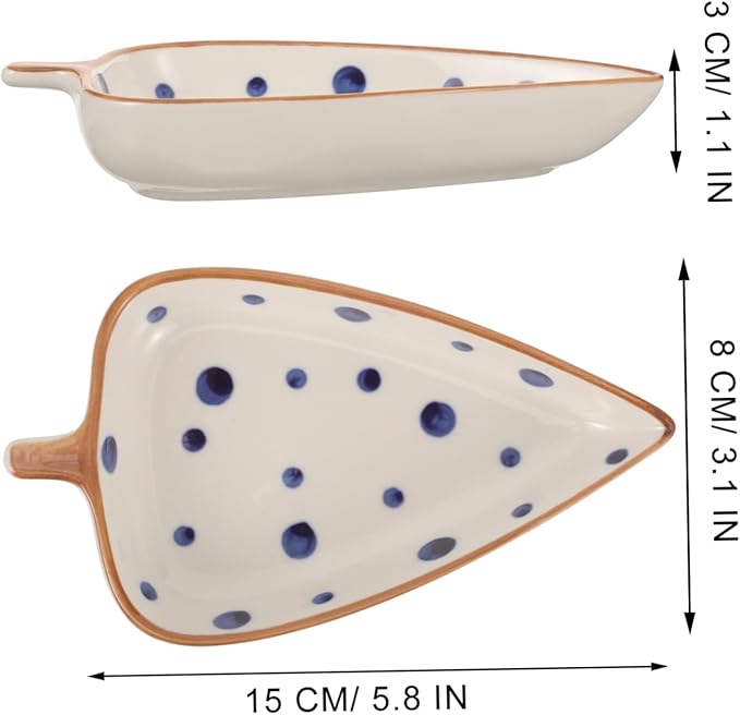 LIFKOME Ceramic Leaf-shaped Snack Plates for Dipping Sauces and Appetizers Hand-painted Tabletop Dish for Home and Restaurant Use Multi-purpose Serving Tray for Salads Desserts and Snacks