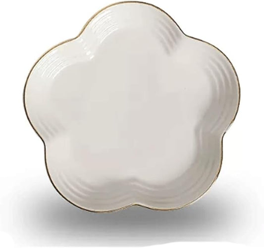 Appetizer Bowls Ceramic Appetizer Plates 5.7 inch Phnom Penh Petal Shaped Dessert Plate Afternoon Tea Cake Dish Dinner Serving Plates for Dessert Cake Snack Salad Bowls (Color : Brass)