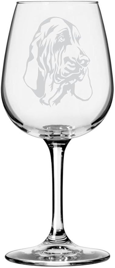 Etched Laser Art Bloodhound Customized Personalized Dog Themed Etched 12.75oz Wine Glass Custom Dog Breed Wine Glasses for Pet Lovers, Unique Birthday Gift for Men & Women, Personalized Gift