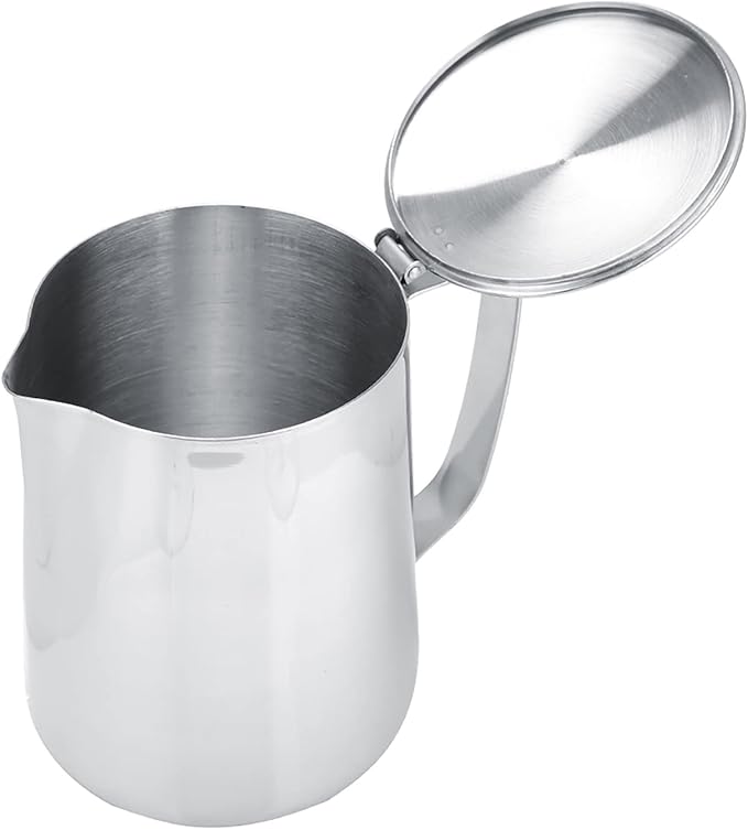Milk Frothing Pitcher with Lid, Steaming Pitchers Stainless Steel Milk Coffee Cappuccino Latte Art Barista Steam Pitchers Milk Jug Cup(2000ml), Frothing Cup Pitcher Milk Stainless Steel Mug with