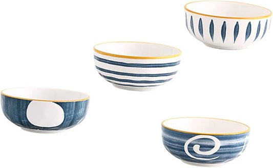 Unomor 4pcs Ceramic Condiment Dishes Japanese Style Sauce Plate Appetizer Serving Dishes