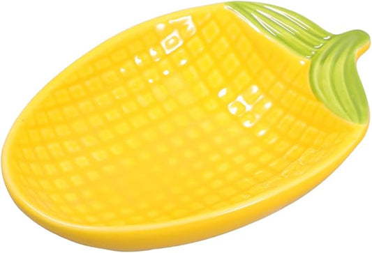 Alipis Corn Shaped Ceramic Dipping Sauce Plate Small Appetizer Serving Dish for Snacks Salsas and Condiments 4.52X3.18X0.98 Inches
