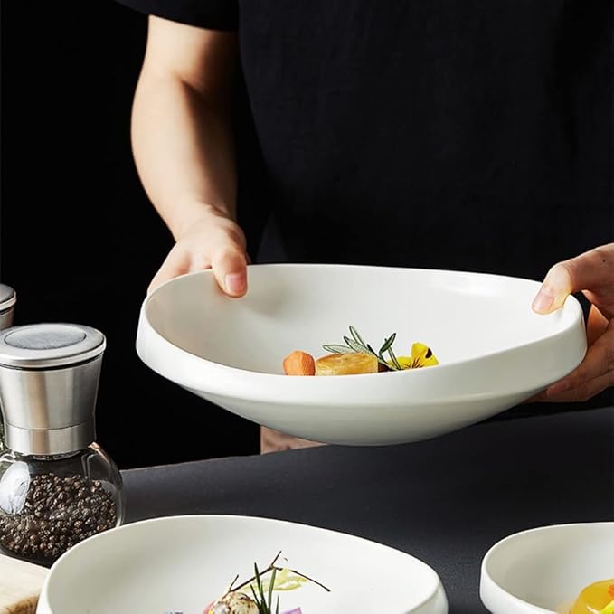 Modern Large Dinner Plates Serving Plate Serving Tray Ceramic Plate Dish Plate Household Cold Dish Dish Cold Dish Plate Dinner Plate Hotel Tableware Stackable Dinner Plates(Large)