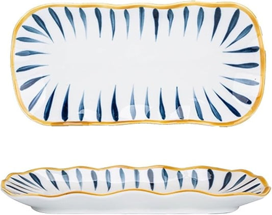 SONGCHAO Party Supplies Creative Binaural Handle Ceramic Plate Kitchen Rectangular Plate Home Kitchen Western Food Plate Dessert Plate Party Plates (Color : C)
