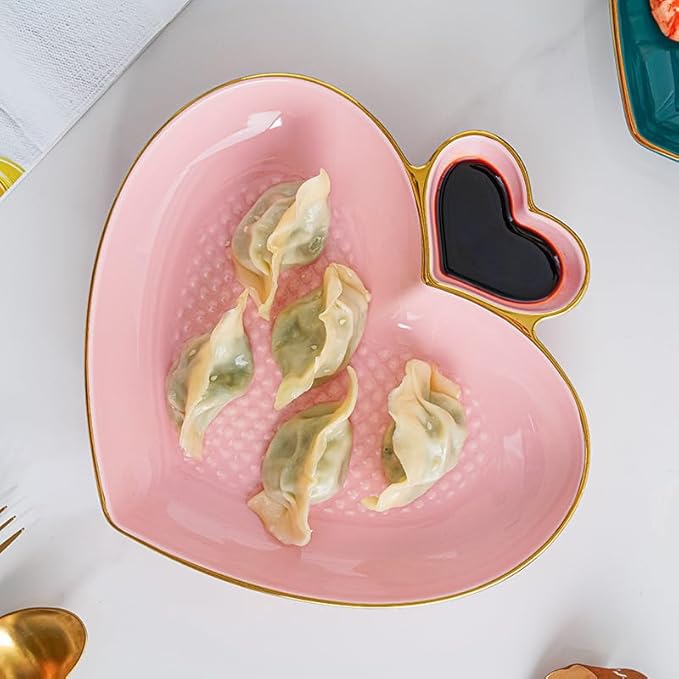 Appetizer Plates Creative Love Ceramic Plate Vinegar Plate Household Dipping Plate Dessert Sushi Separator Plate Cheap Plates