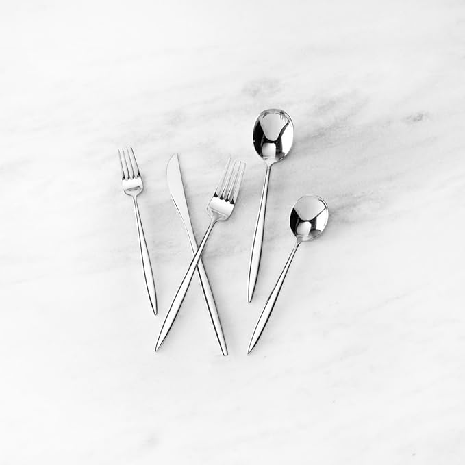 Fortessa Constantin 18/10 Stainless Steel, 20 Piece Flatware Set (Service for 4), Silver