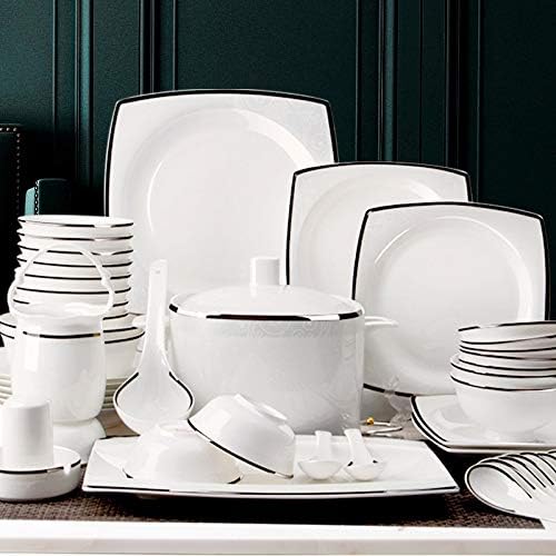 Ceramic Tableware Set, Bone Meal 45% Porcelain, Microwave Safe Tableware, White Translucent Ceramic, 56-Piece Household Tableware Set,108Piece of Package