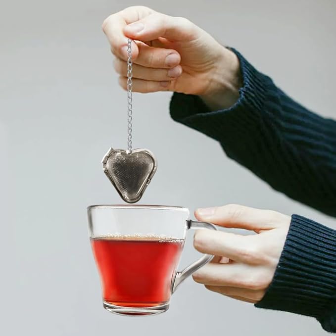 3 pcs tea infuser loose tea strainer, heart shaped stainless steel loose leaf tea infuser tea ball, cute pendant tea ball set tea gifts for tea lovers women (Angry Cat)