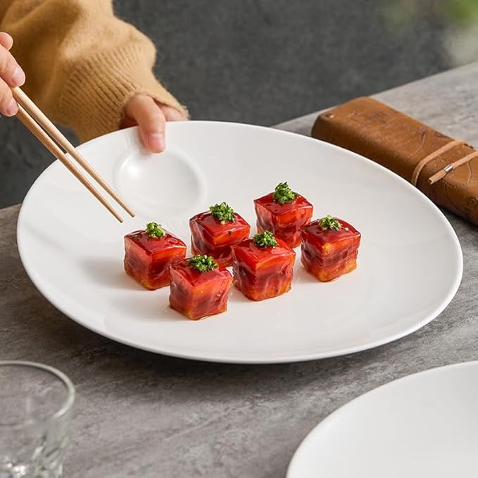 Appetizer Plates Ceramic White Plate Dish Plate Western Plate Steak Plate Modern Hotel Tableware Salad Plate Round Plate Cheap Plates(Small)