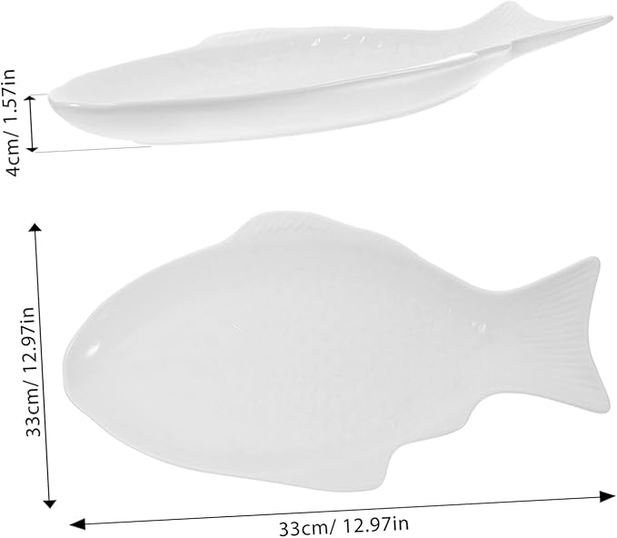VALICLUD Creative Fish Shaped Ceramic Plate White Multi Function Snack Serving Dish for Home Dining Restaurant Party Use