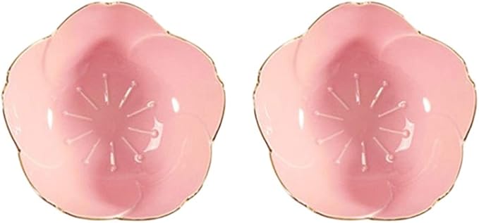 2pcs Ceramic Dip Bowls Sauce Dishes Seasoning Serving Bowl Sushi Soy Plate for Snack Sushi Fruit Appetizer Dessert-Pink