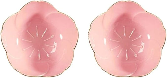 2pcs Ceramic Dip Bowls Sauce Dishes Seasoning Serving Bowl Sushi Soy Plate for Snack Sushi Fruit Appetizer Dessert-Pink