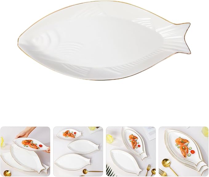 Fish Shaped Ceramic Plate Decorative Serving Tray for Appetizers Desserts Cheese
