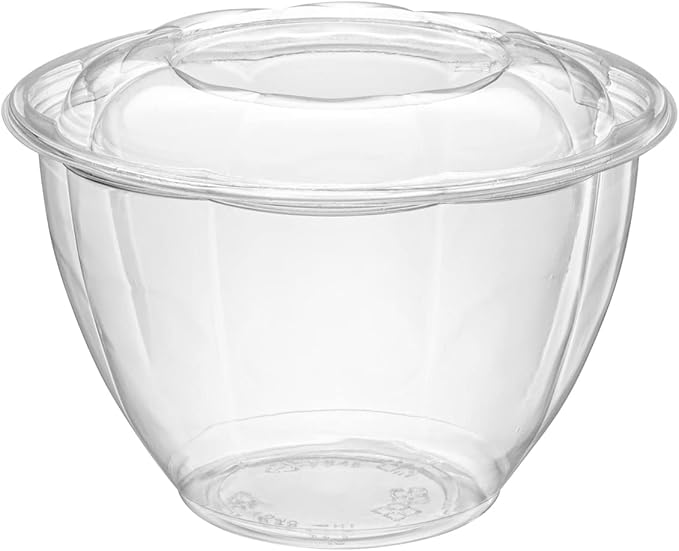 GUSTO [48 oz. - 50 Count Clear Plastic Salad Bowls with Lids, Disposable Salad Containers for Lunch - Perfect for Takeout, Salads, and Meal Prep (Formerly Comfy Package)