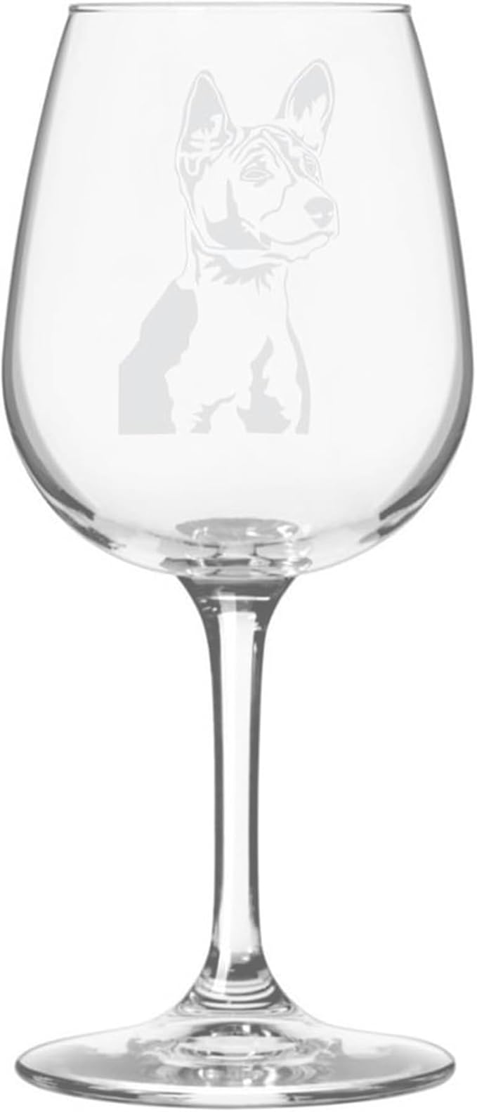 Etched Laser Art Basenji (Alternate) Personalized Dog Themed Etched 12.75oz Wine Glass Custom Dog Breed Wine Glasses, Ideal for Pet Lovers, Unique Birthday Gift for Men & Women, Personalized Gift