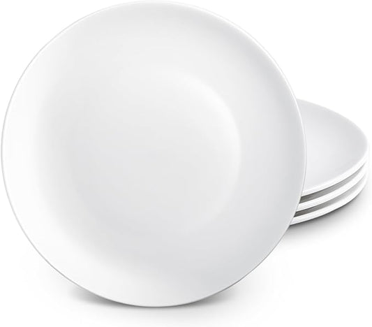4 PCS Ceramic Salad Plates, 7 inch White Ceramic Plate, Small Appetizer Plates,Microwave, Oven, Dishwasher Safe, Round Porcelain Serving Plate for Kitchen Salad Dessert Appetizers