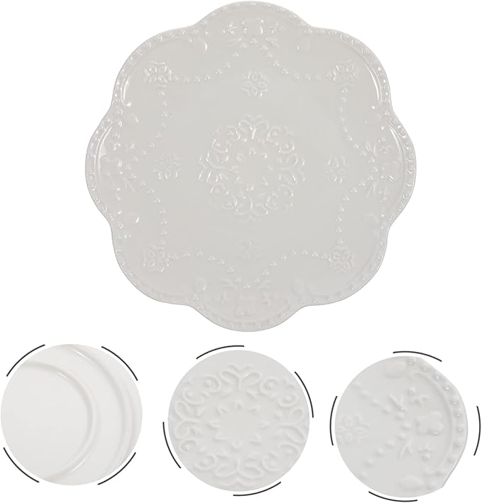 Ceramic Steak Plate Round Textured Serving Dish for Pasta Dessert and Appetizers for Family Gatherings Parties and Weddings Break-resistant and Easy to Clean