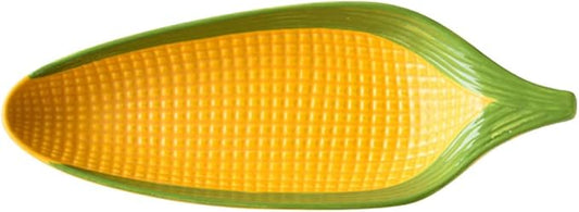 Ceramic Corn Plate Large Snack Serving Dish for Afternoon Tea Hand-Painted Corn Design Decorative Fruit Tray for Appetizers