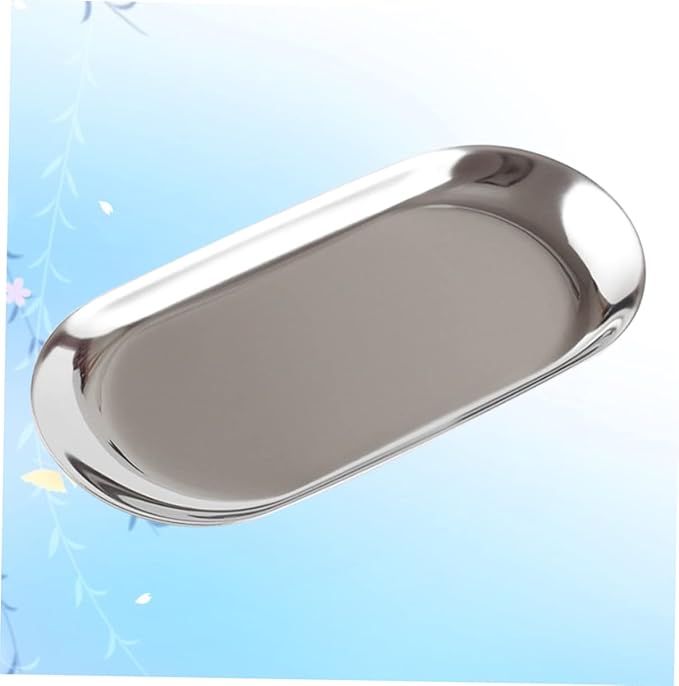 Nordic Style Jewelry Storage Serving Tray Large Silver Trinket Holder Metal Snack Dish