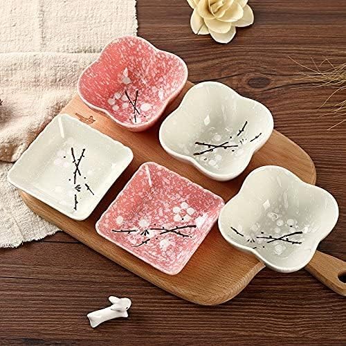 Ceramic Flower Shaped Sauce Dish Sushi Dipping Bowl Appetizer Plates Porcelain Serving Dish Seasoning Dishes,Plum blossom Set of 4 (Assorted)