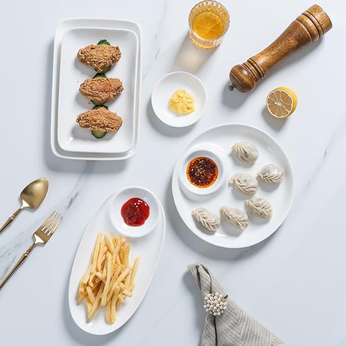 Multi Purpose Appetizer Ceramic Tray Vinegar Bowl Elegant Sushi Cookie Serving Dishes Dipping Sauce Plate for Dumplings French Fries Snacks Homes Restaurants Design Sense Souvenirs