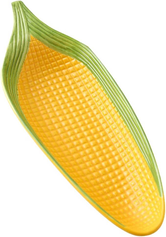 Ciieeo Ceramic Corn Cob Holders with Non Slip Bottom Handpainted Appetizer Plates for Sushi Family Meals Microwave Dishwasher Safe Corn Dishes Elegant Serving Trays for Dining