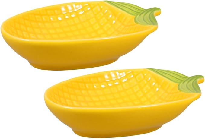 Ciieeo 2pcs Creative Dessert Salad Plate Ceramic Dipping Saucer Snack Serving Dish Corn Shape Tray for Bbq Thanksgiving
