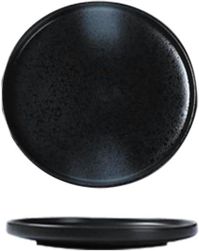 Japanese solid color household simple and exquisite underglaze ceramic plate -8-inch steak plate (wild goose black)