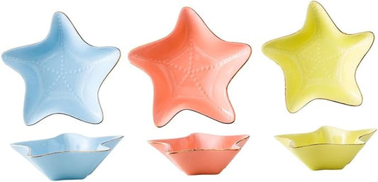 Garneck 3pcs Ceramic Serving Plate Dipping Sauce Bowls Condiment Dish Appetizer Container Random Color